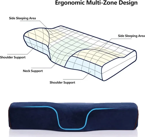 Vista 2 de Almohadas ortopédicas para el cuello para aliviar el dolor, dormir de lado, almohada cervical cervical de espuma viscoelástica, almohadas cervicales