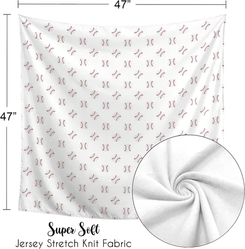 Vista 5 de Sweet Jojo Designs Béisbol Bebé Niño Manta Manta Jersey Stretch Knit para Recién Nacido o Infantil Recibir Seguridad - Rojo y Blanco Americana Sports