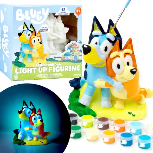 Vista 10 de Figurita de Bingo para Pintar Bluey, Figurita de Bingo de Cerámica para Pintar, Incluye 6 Pinturas Acrílicas, Pincel, Juguetes Bluey, Adornos