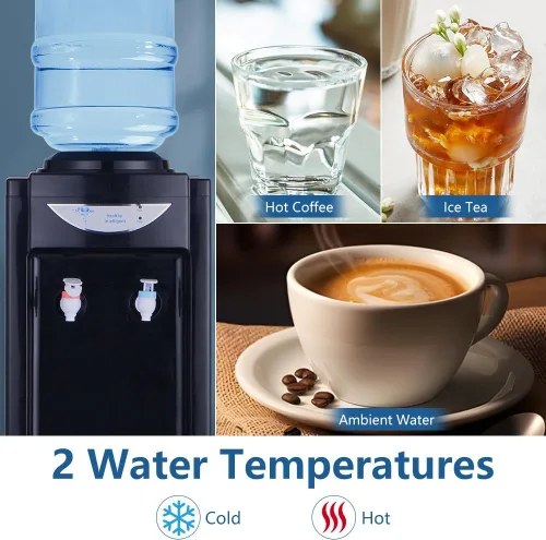 Vista 3 de Dispensador de agua enfriador, dispensador de agua de carga superior para agua caliente y fría, dispensador de agua de 5 galones con cerradura