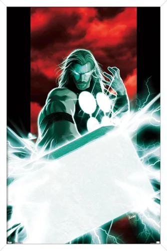 Vista 14 de Trends International Marvel Comics - Póster de pared de Thor - Mjolnir, 14.725 x 22.375 pulgadas, versión enmarcada de madera de granero