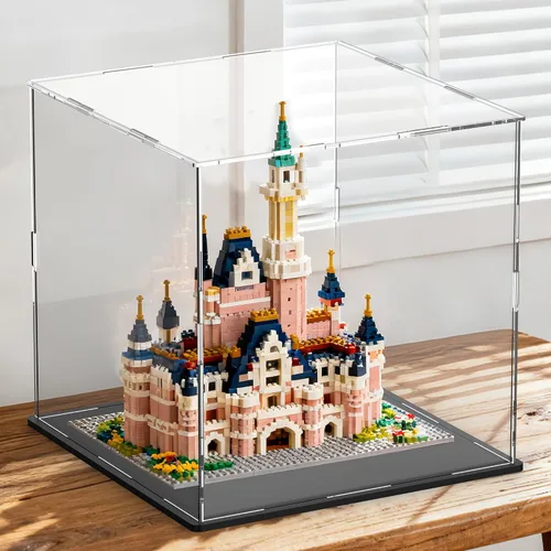 Vista 16 de SVENJBB vitrina acrílica, cajas de acrílico de cubo de 10 x 10 x 14 pulgadas para exhibición, vitrinas transparentes con base negra mate y tapa
