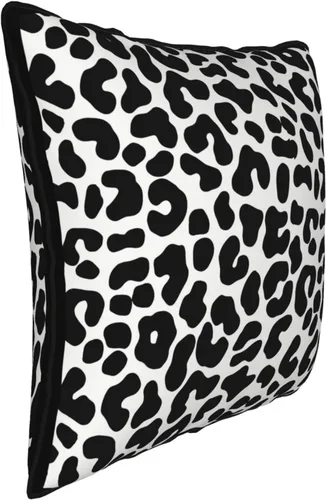 Vista 2 de Funda de almohada cuadrada decorativa de terciopelo con estampado de leopardo, guepardo y negro, de 18 x 18 pulgadas, para cama, sofá, sala