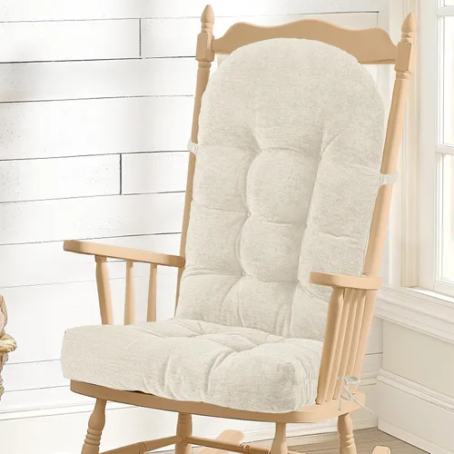 Vista 35 de Cojín para Silla Mecedora - Tela de Chenilla, Esponja de Alta Densidad, Almohadillas de Asiento Copetudas Antideslizantes y Duraderas con Lazos