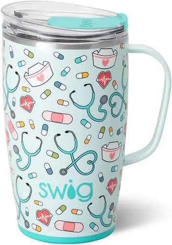 Vista 63 de Swig Life Taza de Viaje de 18 oz, Vaso Aislante con Asa y Tapa, Taza de Café de Viaje, Compatible con Portavasos, Acero Inoxidable, Vaso de 18 oz