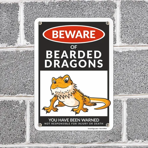 Vista 3 de SmartSign Funny Beware Of Bearded Dragons - Letrero de advertencia de 10 x 7 pulgadas, aluminio laminado sin óxido de 40 mil, letreros de metal