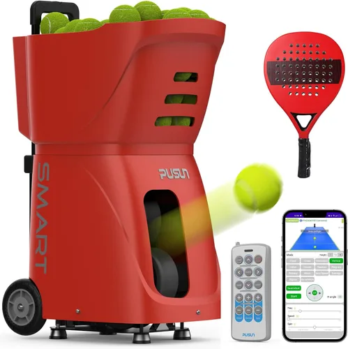 Vista 9 de Padel-Smart-Máquina profesional de pelotas de pádel con control de aplicación, capacidad de más de 100 bolas, batería de 4 a 6 horas, 12 modos