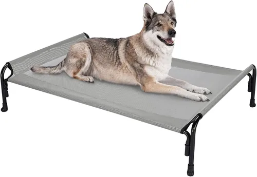 Vista 12 de Veehoo Cama Elevada para Perros al Aire Libre, Cuna Elevada para Perros Grandes, Cama de Hamaca para Mascotas Enfriable Lavable Impermeable