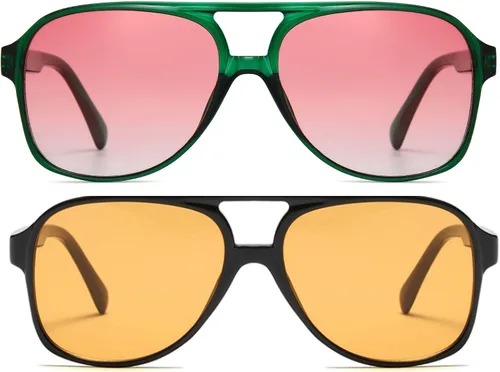 Vista 42 de Freckles Mark Lentes de sol clásicos estilo retro de los años 70 para mujeres y hombres, montura estilo aviador, cuadrada, grande y de moda