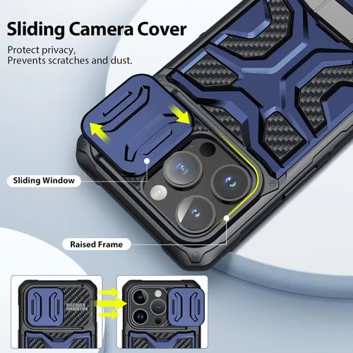 Vista 4 de Nillkin Funda para iPhone 14 Pro con soporte invisible [compatible con MagSafe] [Funda para cámara deslizante], protección contra caídas de grado