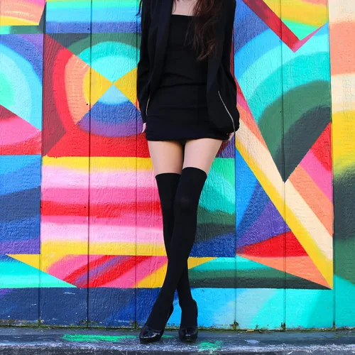 Vista 7 de Millennials In Motion Illusion Faux Thigh High Socks Tights