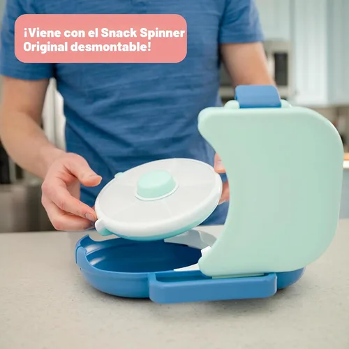 Vista 4 de GoBe Lonchera para niños con spinner desmontable para aperitivos, paquete con correa de mano y hoja de calcomanías, contenedor de almuerzo