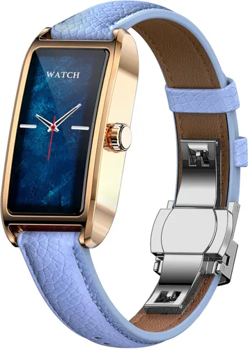 Vista 10 de Amoled Laies - Reloj inteligente para mujer, reloj inteligente con correa de piel, monitor de ritmo cardíaco, estrés, sueño, 12 modos deportivos