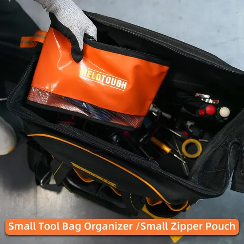 Vista 6 de MELOTOUGH material impermeable 12 pulgadas bolsa de herramientas con cremallera 2 unidades, bolsa de herramientas multiusos para herramientas