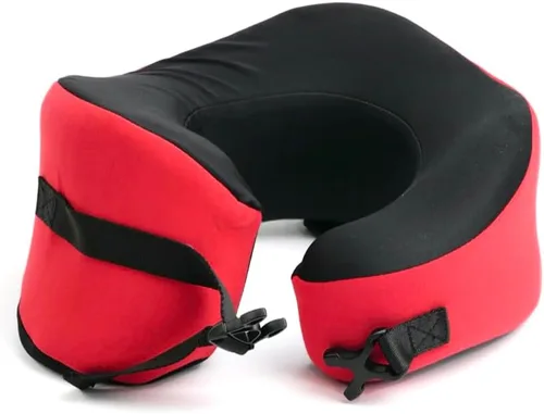 Vista 17 de C CUSHION LAB Almohada de viaje, galardonado diseño ergonómico patentado para mentón y cuello, almohada de espuma viscoelástica para el cuello Azul
