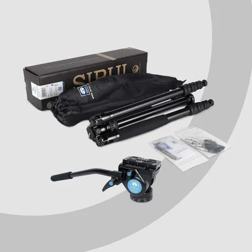 Vista 5 de Sirui Trípode de cámara de aluminio con monopié y cabeza de panorámica fluida VA-5, kit de trípode resistente de 160 cm para cámara DSLR