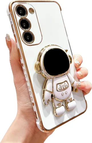 Vista 11 de phylla para Samsung Galaxy A12 Funda de Teléfono con Soporte Oculto de Astronauta Chapado en Oro de Lujo Lindo Astronauta Lateral Lindo