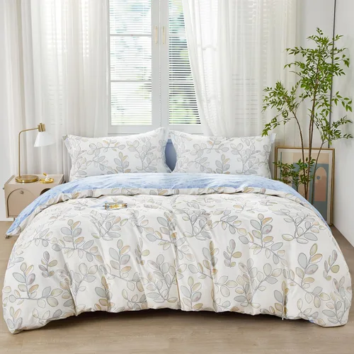 Vista 12 de SAPHREAS Juego de Funda de Edredón de Flores Rosas 2 piezas Algodón Estilo Jardín Campanilla Floral Ropa de Cama Juego de Funda de Edredón 100%