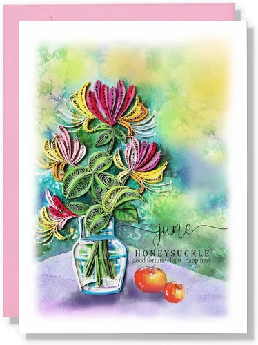 Vista 13 de Gladiolus - Tarjeta de flores de nacimiento, agosto, tarjeta floral para cumpleaños, grande, 5 x 7 pulgadas