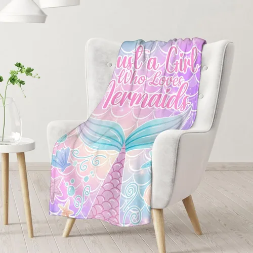 Vista 2 de Manta de cola de sirena, suave, mullida y cálida, manta pequeña de 30 x 40 pulgadas para sofá, oficina, colorida y bonita, regalos para niñas