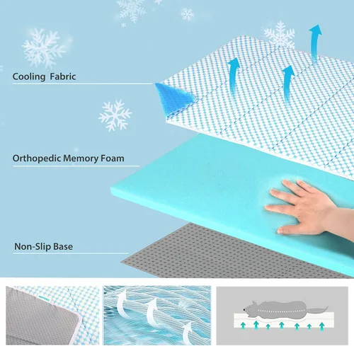 Vista 2 de Tapete refrescante para perros pequeños, almohadilla ortopédica de espuma viscoelástica de 24 x 18 pulgadas para verano, QMAX>0.5, almohadilla