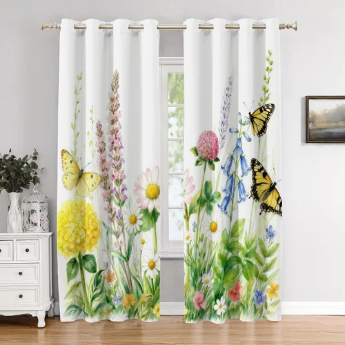 Vista 22 de Cortinas geométricas de cocina para ventanas, color negro, blanco, turquesa, cenefas opacas de poliéster multicapa para cocina, paquete de 2