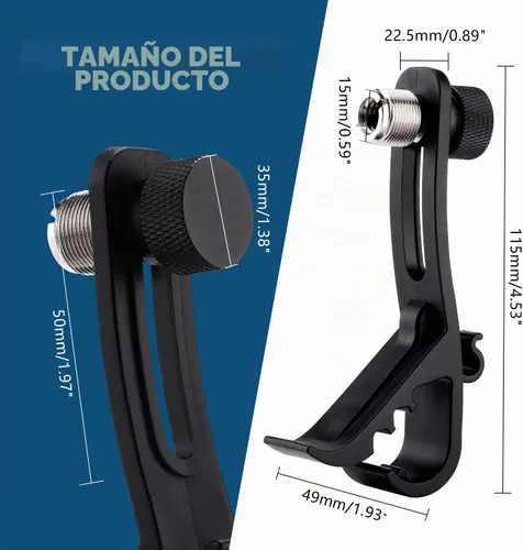 Vista 5 de Facmogu - 2 clips para micrófono de tambor, soporte ajustable para micrófono
