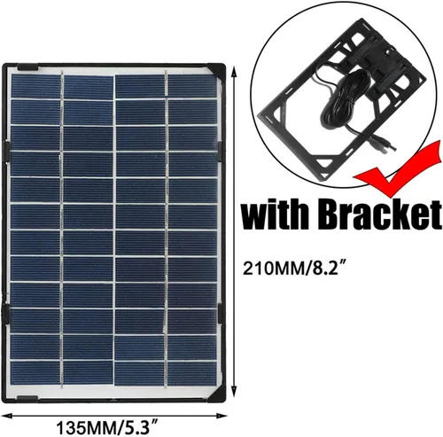 Vista 6 de Mini panel solar, 6W 12V panel solar para cámara de seguridad al aire libre célula solar con salida de CC de 10 pies DIY cargador de panel solar