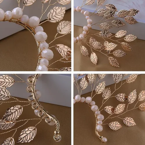 Vista 5 de CROWN GUIDE Aretes de hada de elfo para mujer, aretes de clip hechos a mano de moda, sin perforar, aretes de cristal, regalos de joyería