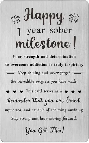 Vista 8 de TGCNQ Regalos de sobriedad de 1 mes - Regalos de recuperación para mujeres y hombres - Tarjeta de metal de aniversario sobrio de 30 días