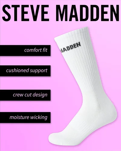 Vista 2 de Steve Madden Womens Socks Athletic Performance Running Socks Cushion Crew Socks for Women 4 Pack