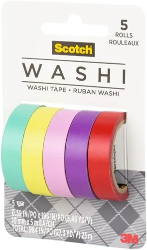 Vista 2 de Scotch Cinta washi, diseño tropical, 5 rollos, ideal para diario de viñetas, álbumes de recortes y decoración de bricolaje (C1017-5-P2)