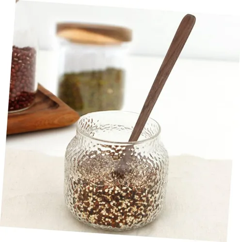 Vista 2 de SHERCHPRY Juego de 5 cucharas de madera de nogal negro para servir, cucharón de arroz con miel, herramienta de cocina