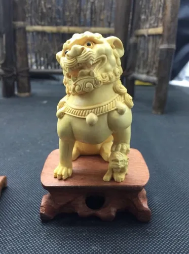 Vista 8 de Feng Shui - Par de estatuas de perros Fu Foo, adornos de estatua de Kylin de madera maciza, protección de energía malvada, estatua de Pixiu/Piyao