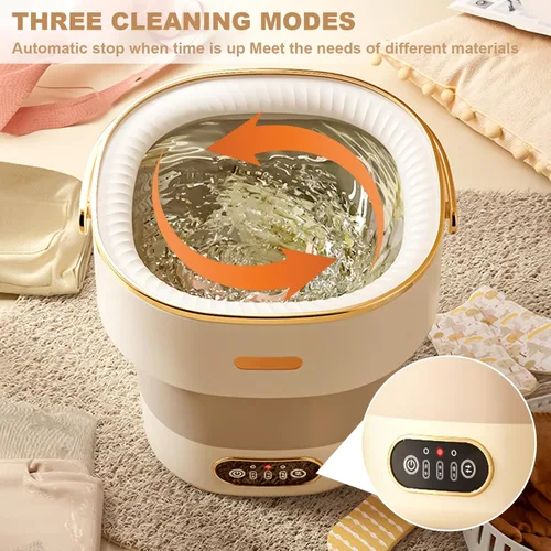 Vista 5 de Mini lavadora, pequeña lavadora compacta con 3 modos, máquina de lavandería inteligente completamente automática para apartamentos, camping