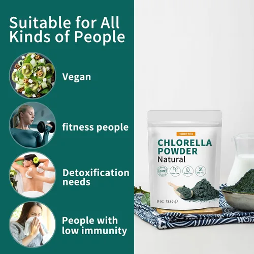 Vista 4 de Chlorella Powder Natural - Polvo de clorofila, apoya el sistema inmunológico y la función hepática, mantiene a la juventud, vegano, rico