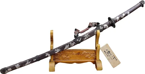 Vista 2 de Katana Katana - Espada Katana de un personaje de 41 pulgadas, hecha a mano japonesa, práctica, acero T10, templado/arcilla templada, espiga