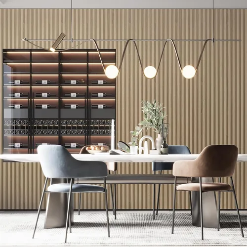 Vista 7 de Paneles de revestimiento de pared de listones de madera, paquete de 3 paneles de pared 3D de WPC insonorizados para decoración de pared