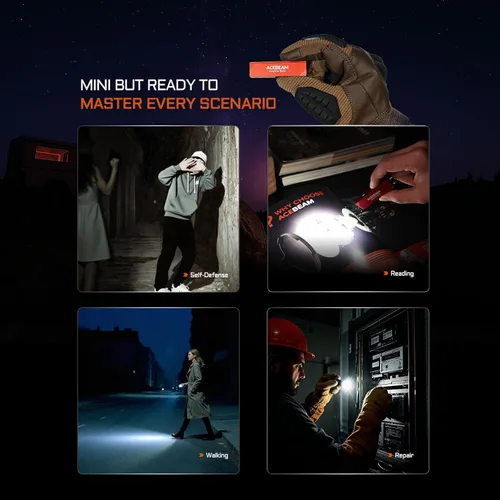 Vista 7 de ACEBEAM Keylite - Linterna de 500 lúmenes altos, luz EDC de bolsillo plano Linterna ultracompacta con LED duales, 6 modos, pequeña mini luz