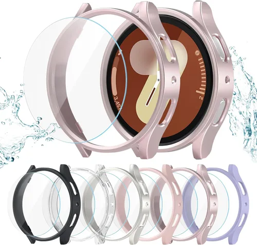 Vista 11 de Pack de 12 fundas para Samsung Galaxy Watch 6 de 40 mm, protector de pantalla con cubierta de policarbonato duro y película protectora de vidrio