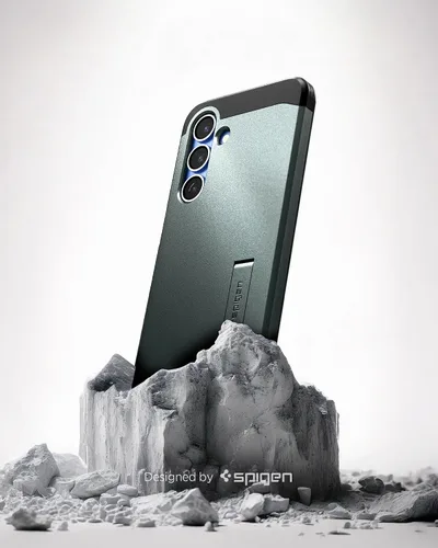 Vista 3 de Spigen Funda para Galaxy S25, Tough Armor MagFit [Kickstand] [Compatible con MagSafe] [Protección de grado militar] - Abyss Green Abyss Verde