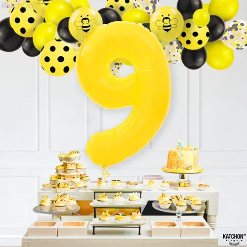 Vista 1247 de KatchOn Globo negro del número 1 de 40 pulgadas, globo de feliz cumpleaños Large Mylar Number One Balloon for 1st Birthday Decorations, Foil
