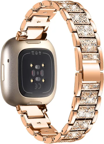 Vista 12 de Bandas brillantes compatibles con Fitbit Sense 2/Sense/Versa 4/Versa 3, pulseras de repuesto para mujer, pulsera elegante y lujosa para mujer Negro