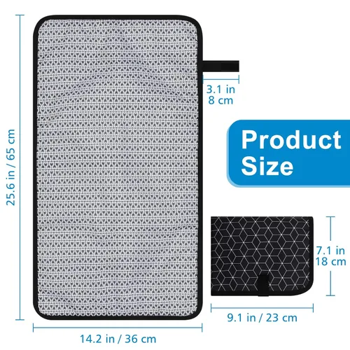 Vista 6 de Accmor Cambiador de pañales portátil, tapete cambiador de bebé impermeable, plegable y portátil, cambiador de viaje para bebé, negro