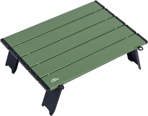 Vista 17 de iClimb - Mesa plegable ultraligera y compacta de mini playa y picnic de aluminio con bolsa de transporte, dos tamaños (negro - S)