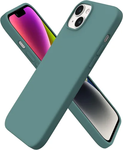 Vista 13 de ORNARTO Compatible con iPhone 14 Plus Funda 6.7, Silicona Líquida Delgada de 3 Capas Completamente Cubierta Funda de Teléfono de Goma de Gel Suave