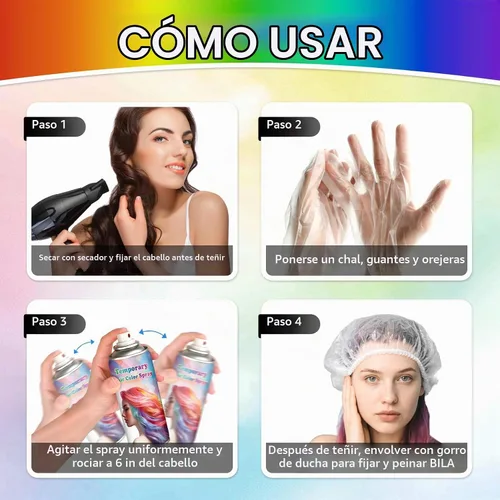 Vista 3 de Spray de color temporal gris para el cabello para mujeres, 120ML (gris)