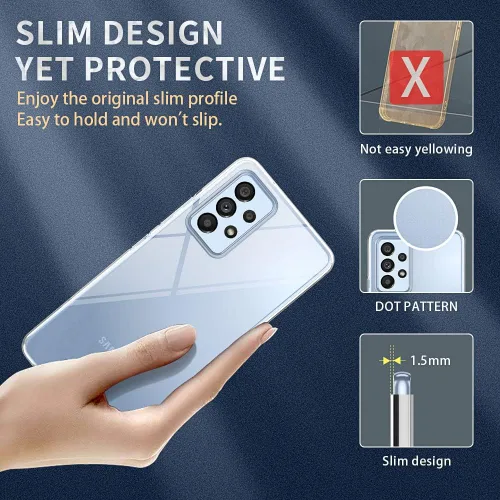 Vista 5 de Funda transparente para Samsung Galaxy A53. Funda protectora de silicona TPU de plástico transparente para Samsung A53 [resistente a los arañazos]