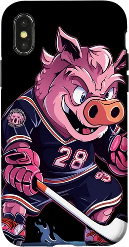 Vista 4 de iPhone 15 Pig Ice Hockey Player Hockey Stick Goalkeeper Case