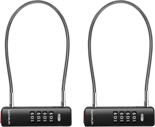 Vista 14 de Candado de cable con código, cerradura de combinación de 4 dígitos para puerta de valla al aire libre, equipaje de viaje, candado combinado